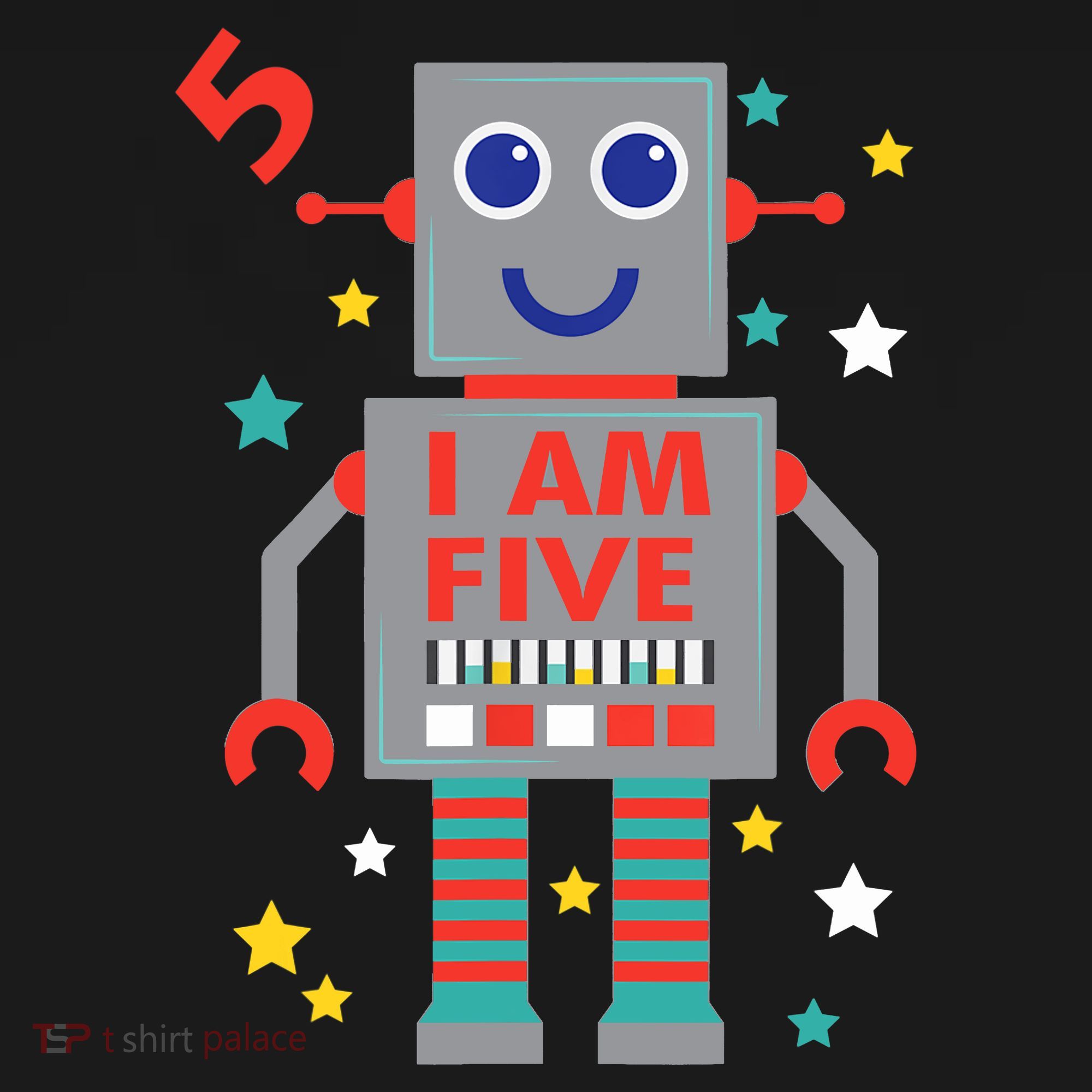 I Am Five Robot Funny Robotics 5 Year Old Birthday Party Ornament