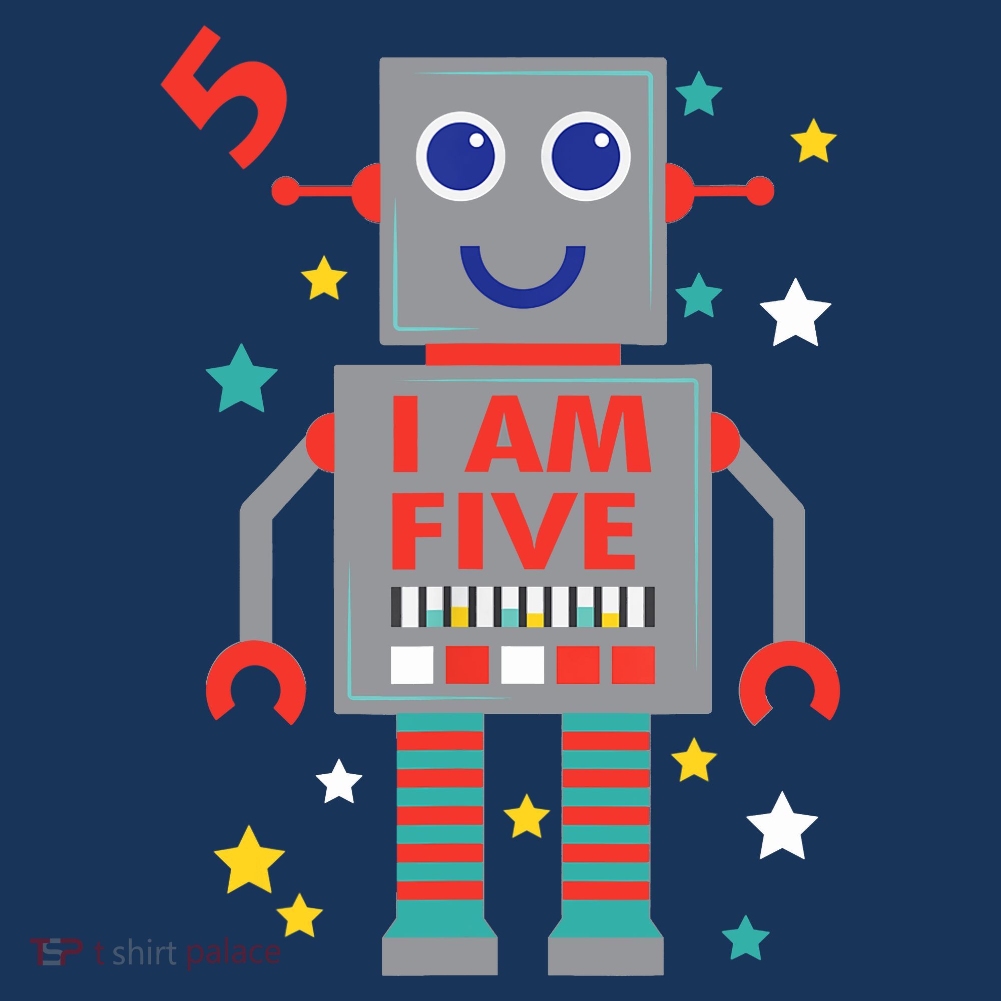I Am Five Robot Funny Robotics 5 Year Old Birthday Party Mousepad