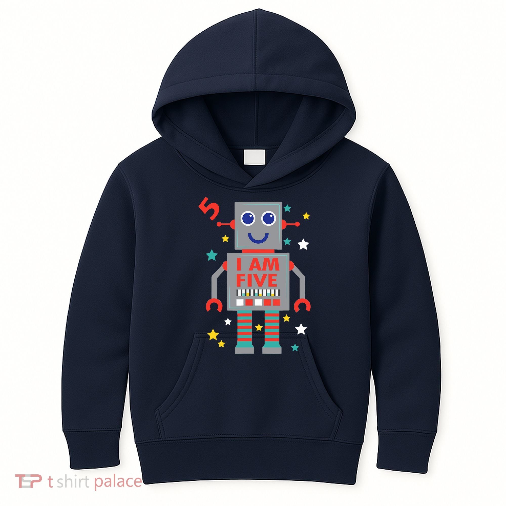 I Am Five Robot Funny Robotics 5 Year Old Birthday Party Kids Hoodie