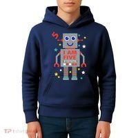 I Am Five Robot Funny Robotics 5 Year Old Birthday Party Kids Hoodie thumb 4