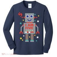 I Am Five Robot Funny Robotics 5 Year Old Birthday Party Kids Long Sleeve Shirt thumb 0