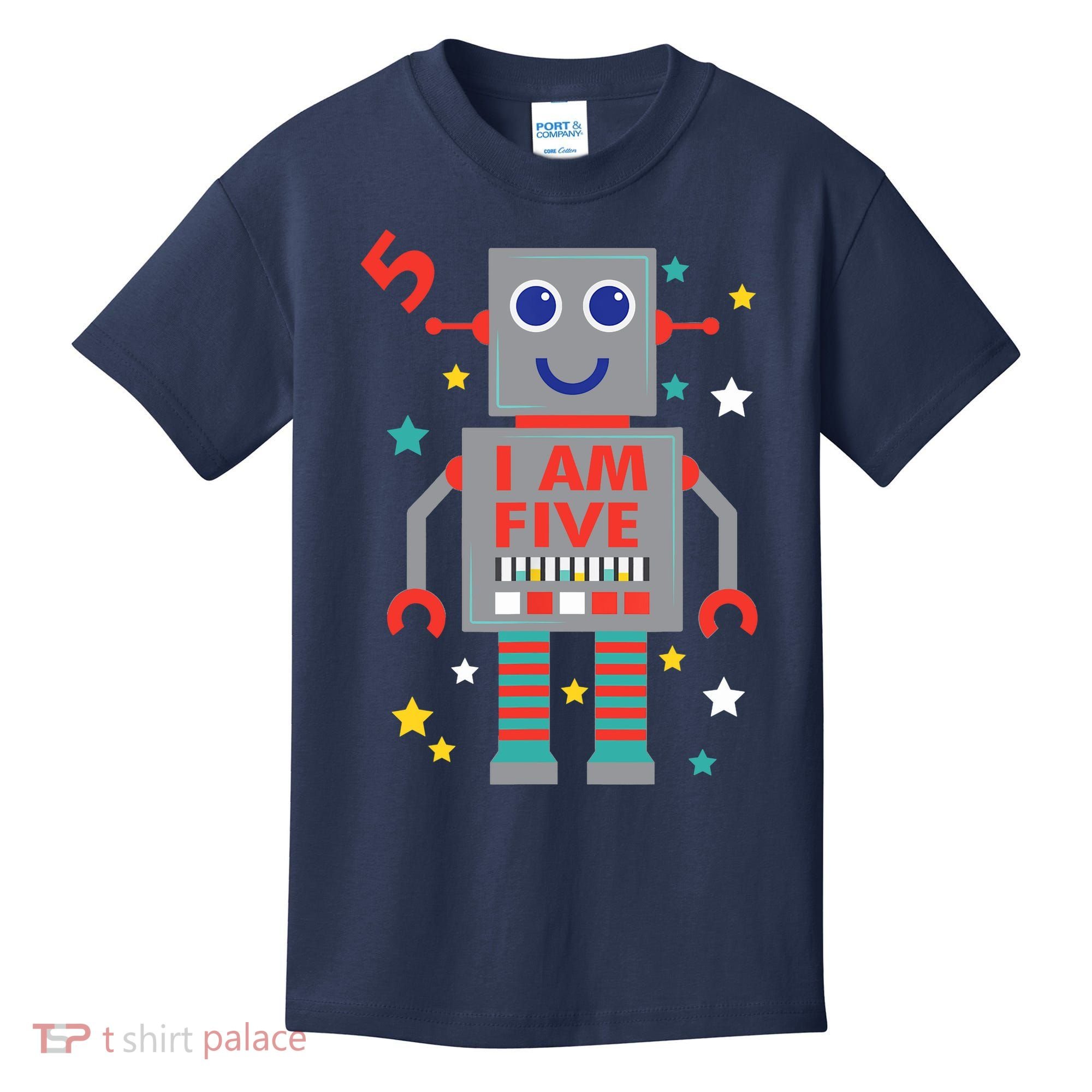 I Am Five Robot Funny Robotics 5 Year Old Birthday Party Kids T-Shirt