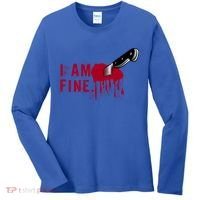 I Am Fine True Crime Nightmare Horror Movie Quote Gift Women's Long Sleeve Shirt thumb 0