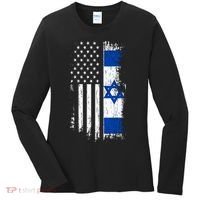 Israeli American Flag Pride Israel Usa Women's Long Sleeve Shirt thumb 0
