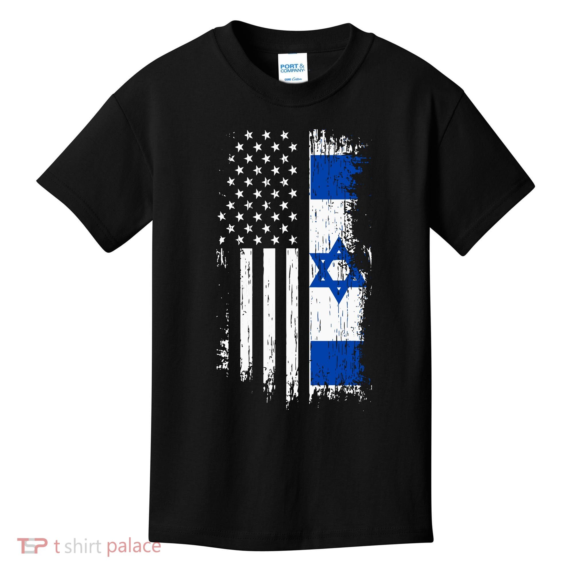 Israeli American Flag Pride Israel Usa Kids T-Shirt
