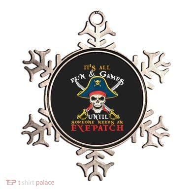 It's All Fun & Games Until Someone Needs An Eyepatch Pirate Skull Ornament