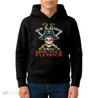It's All Fun & Games Until Someone Needs An Eyepatch Pirate Skull Kids Hoodie thumb 4