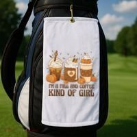 I'm A Fall And Coffee Kind Of Girl Golf Towel thumb 2