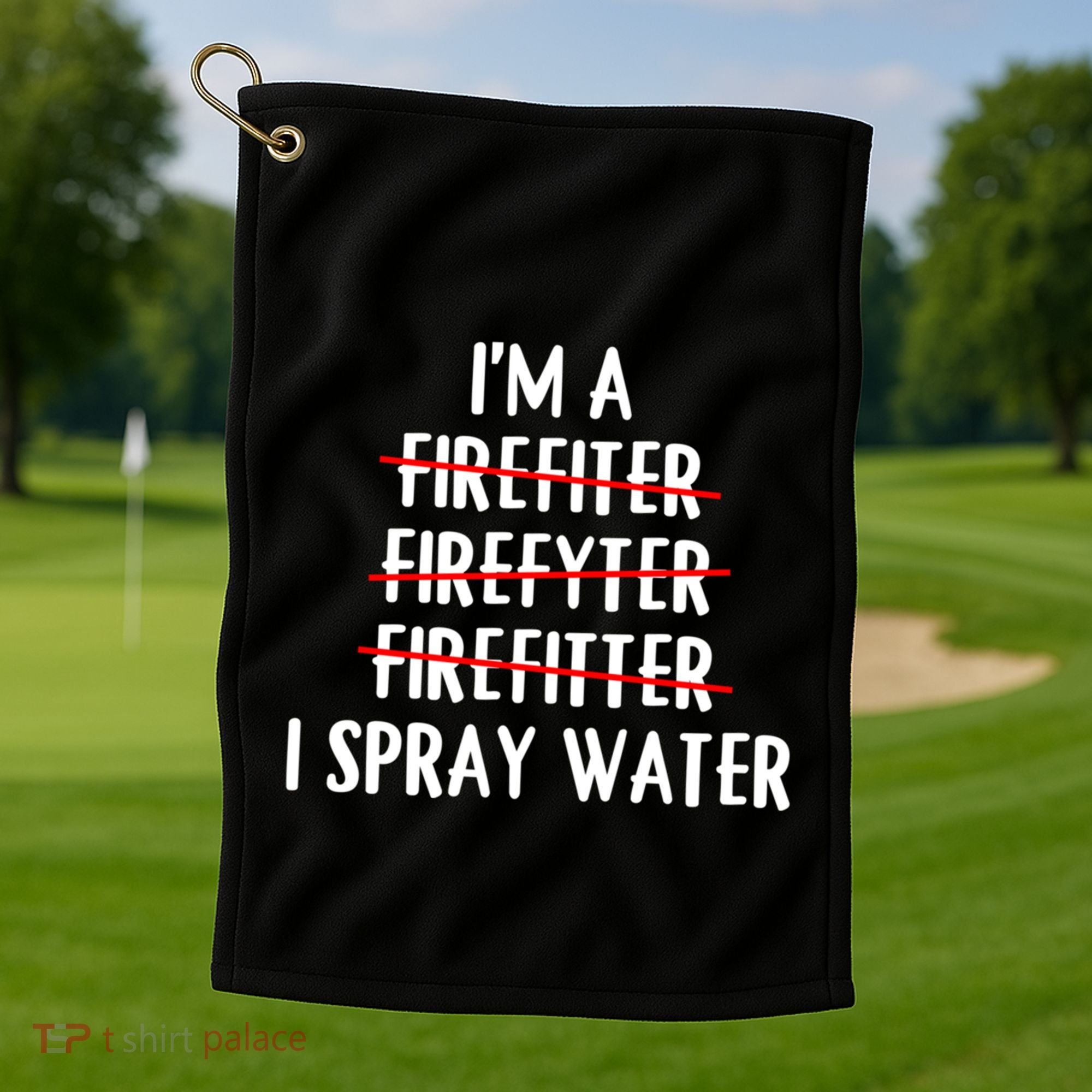 IM A Firefighter I Spray Water Funny Fire Firefighting Gift Golf Towel