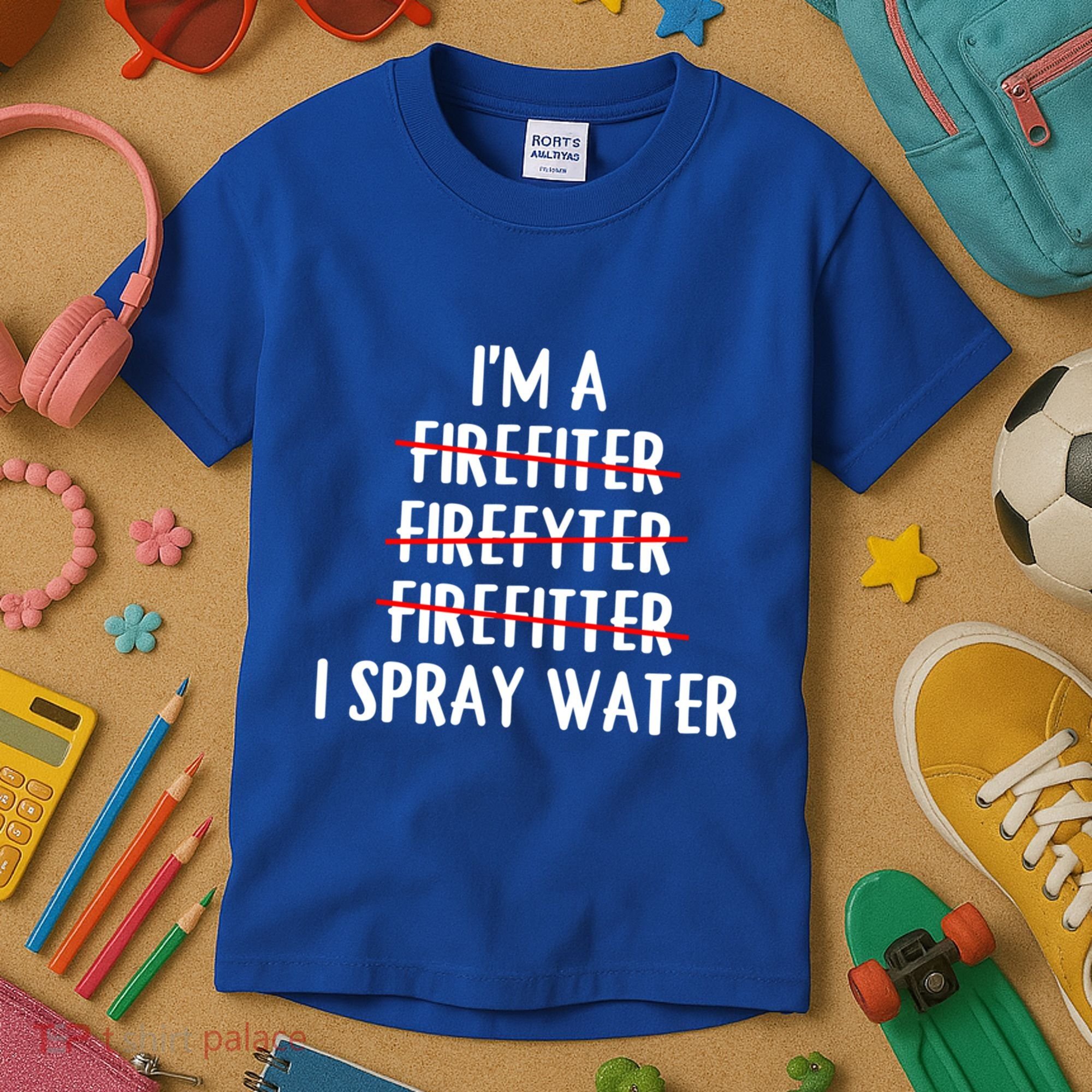 IM A Firefighter I Spray Water Funny Fire Firefighting Gift Kids T-Shirt