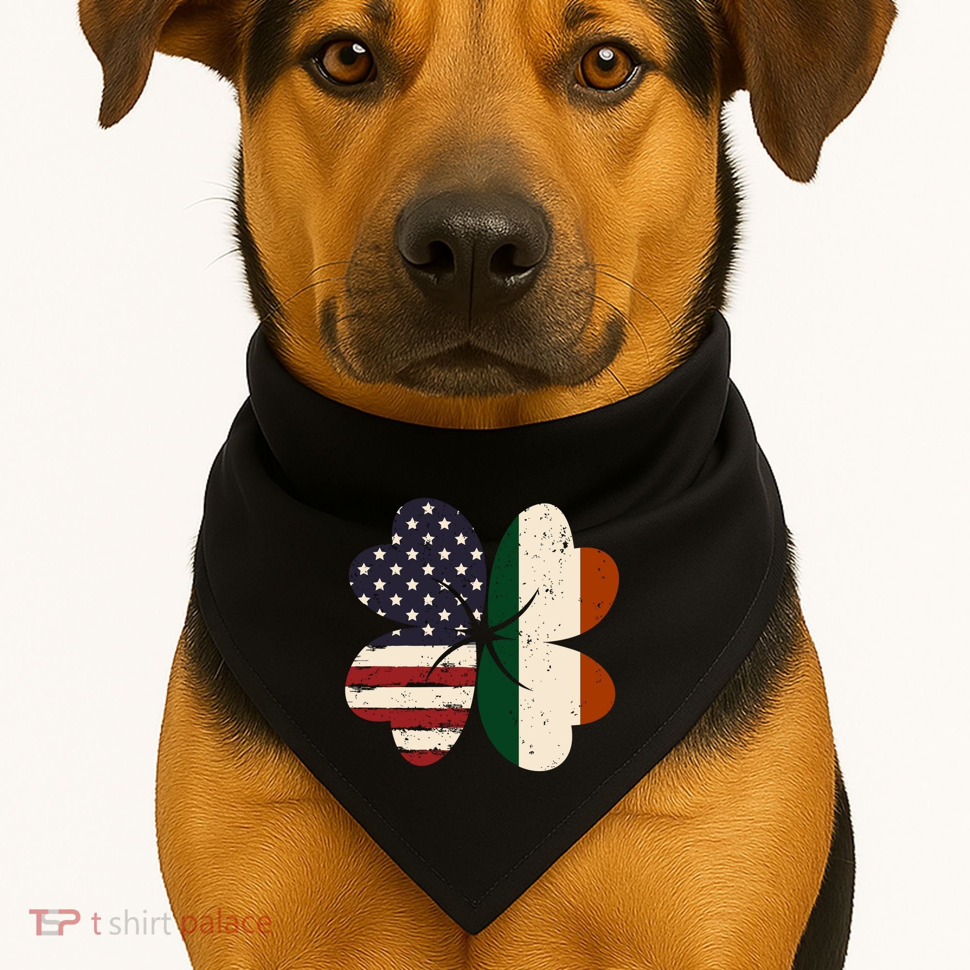 Irish American Flag Shamrock USA-Made Doggie Bandana