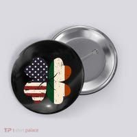 Irish American Flag Shamrock Button thumb 0