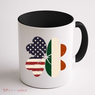 Irish American Flag Shamrock Coffee Mug back