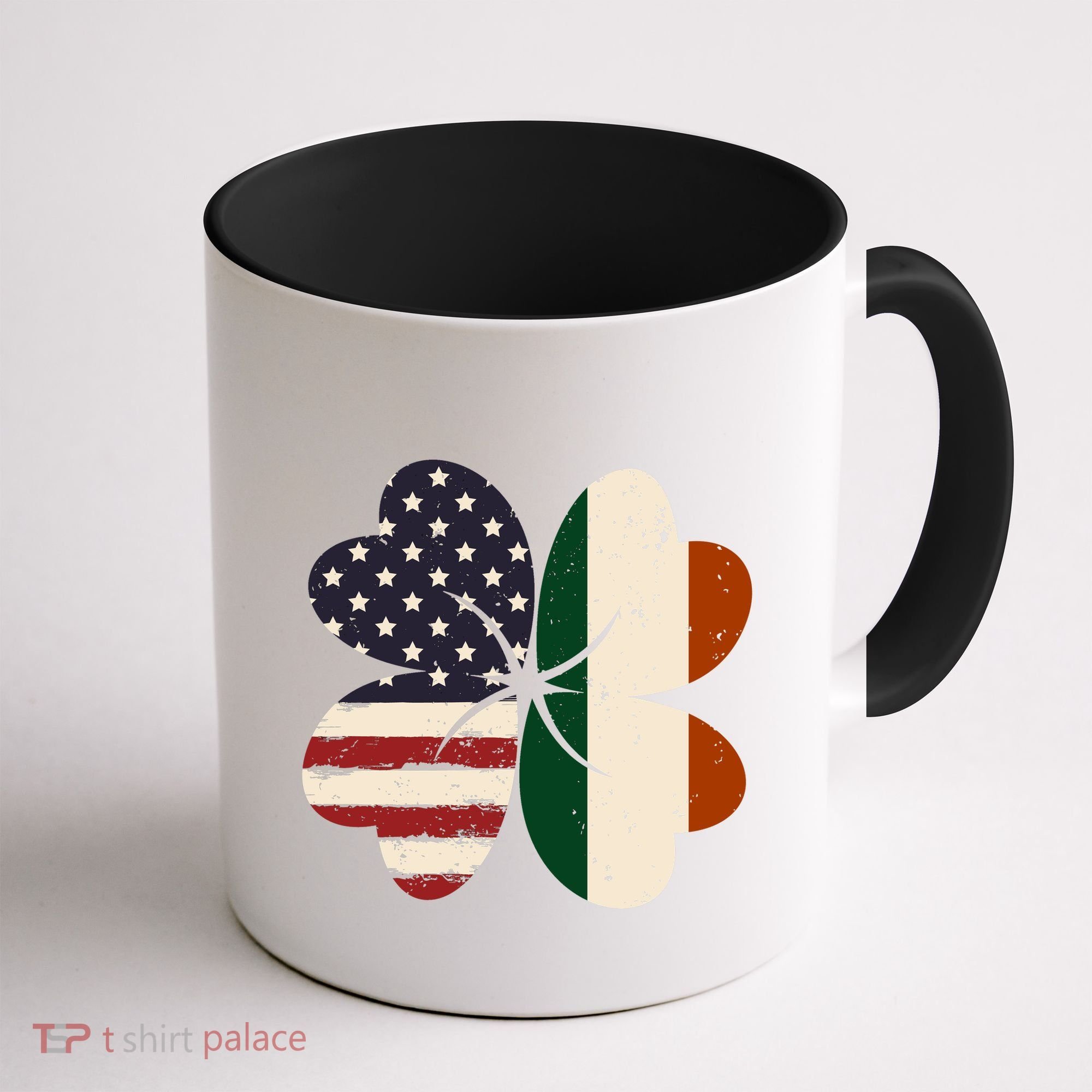 Irish American Flag Shamrock Coffee Mug