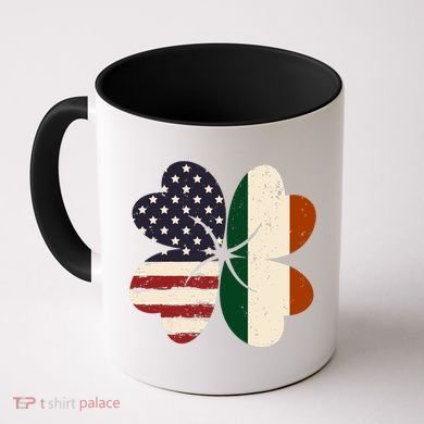 Irish American Flag Shamrock Coffee Mug