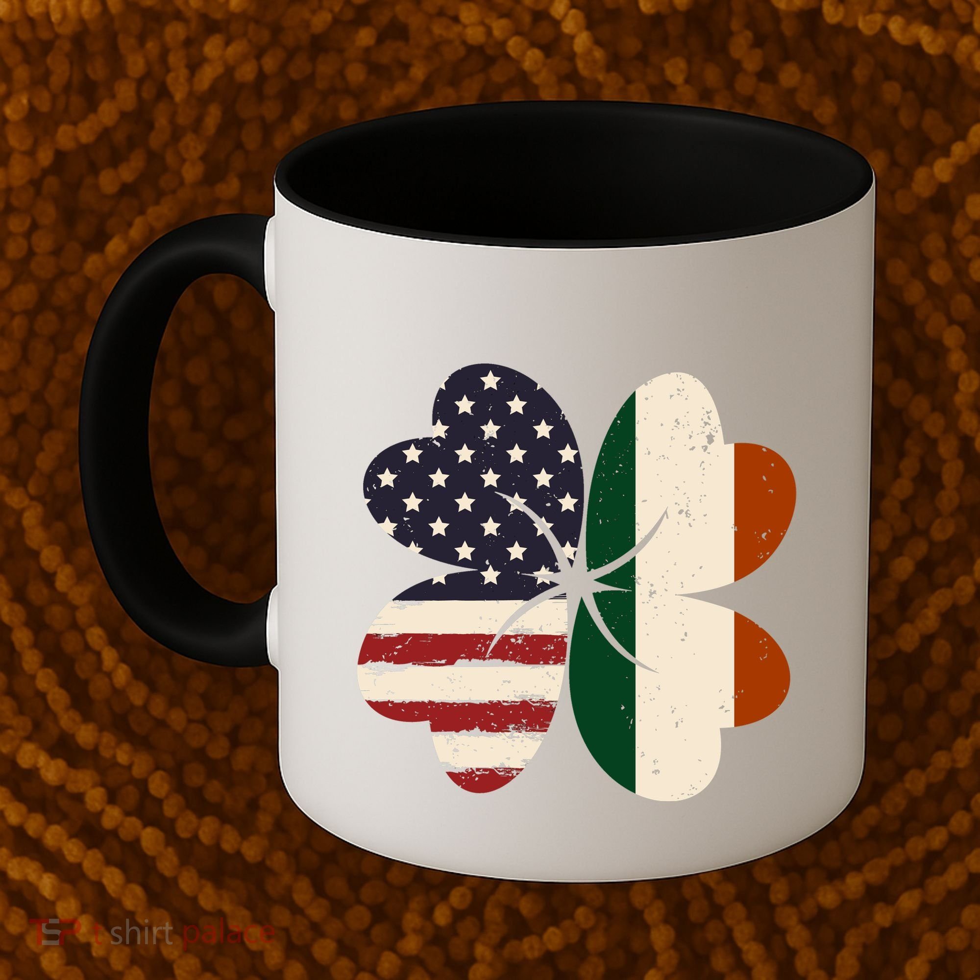 Irish American Flag Shamrock Coffee Mug