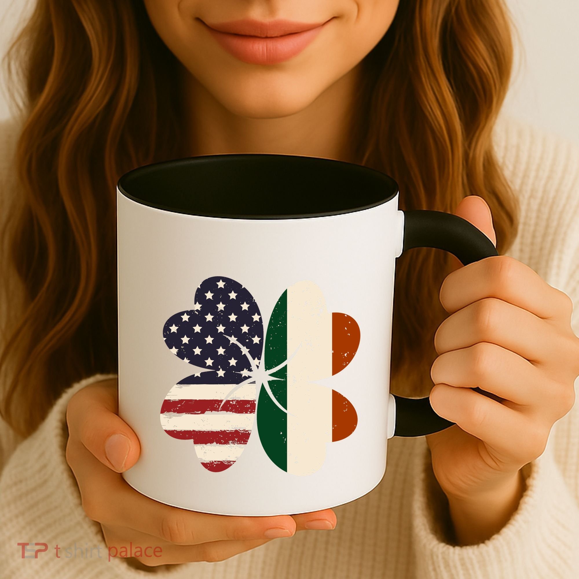 Irish American Flag Shamrock Coffee Mug