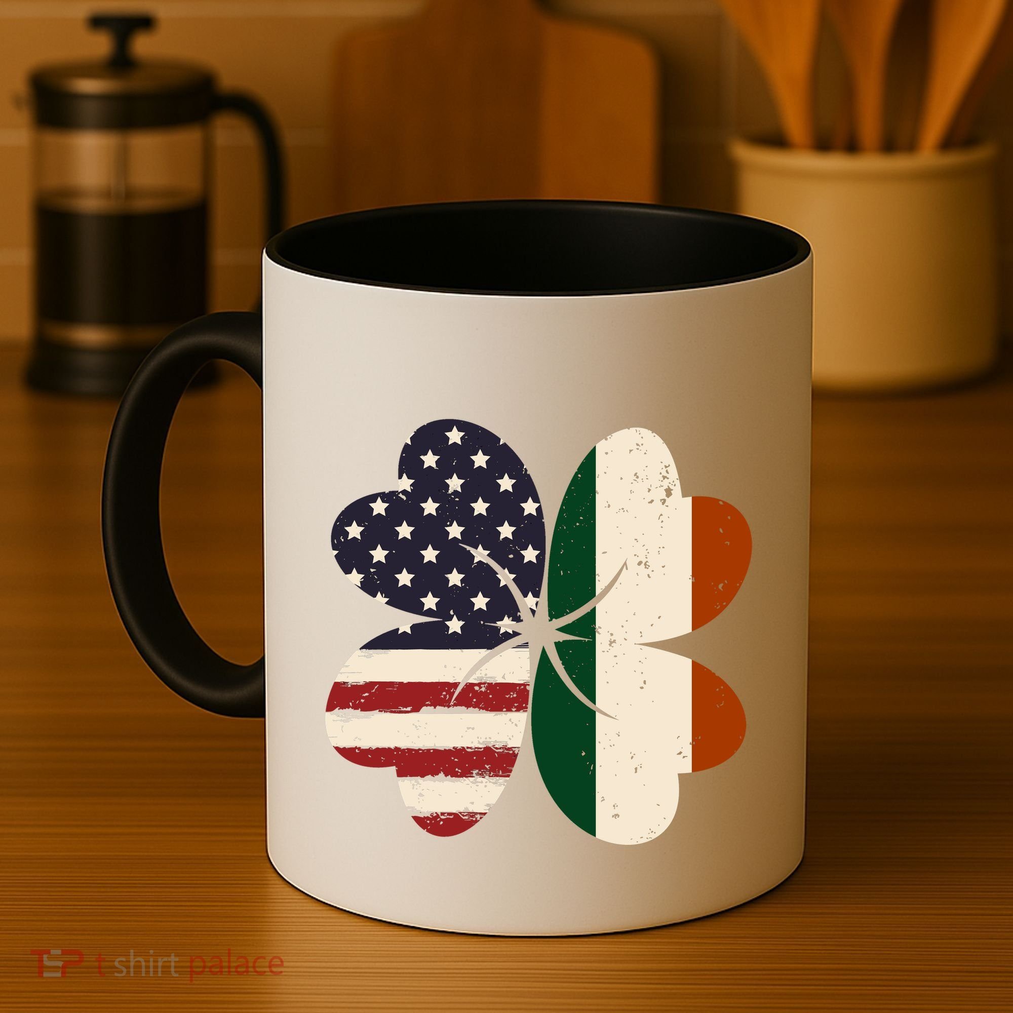 Irish American Flag Shamrock Coffee Mug