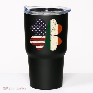 Irish American Flag Shamrock Tumbler