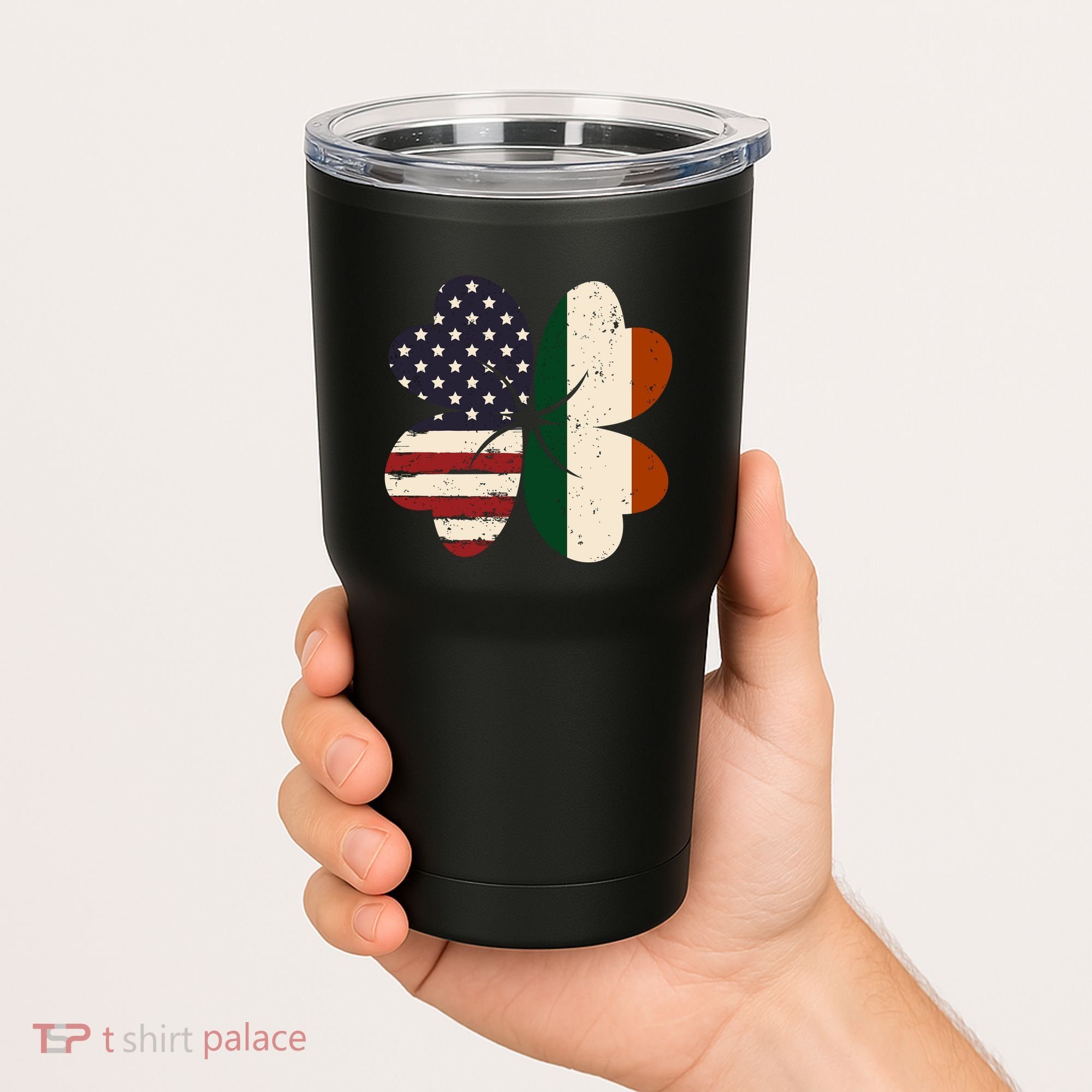 Irish American Flag Shamrock Tumbler