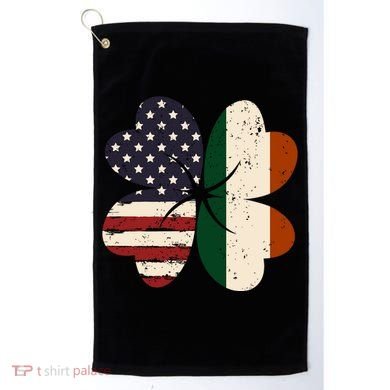 Irish American Flag Shamrock Golf Towel