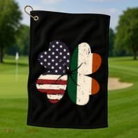 Irish American Flag Shamrock Golf Towel thumb 1