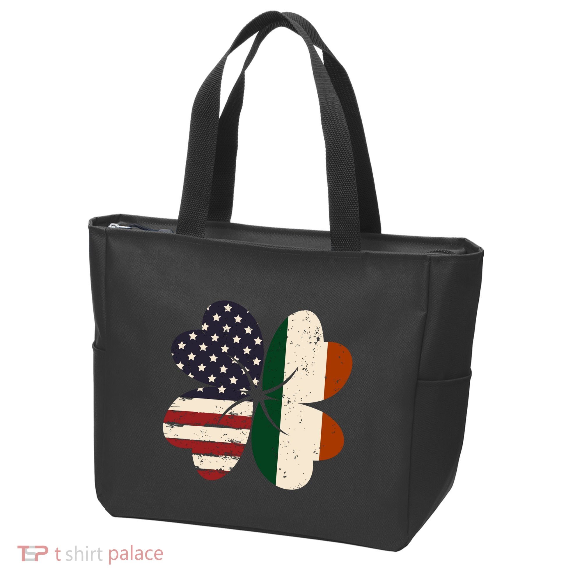 Irish American Flag Shamrock Tote Bag