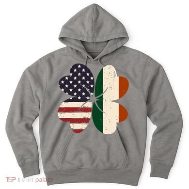 Irish American Flag Shamrock Hoodie