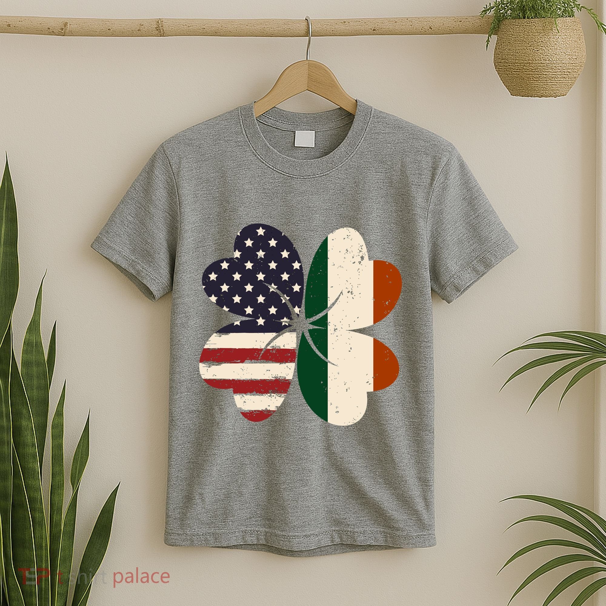 Irish American Flag Shamrock T-Shirt