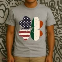 Irish American Flag Shamrock T-Shirt thumb 3