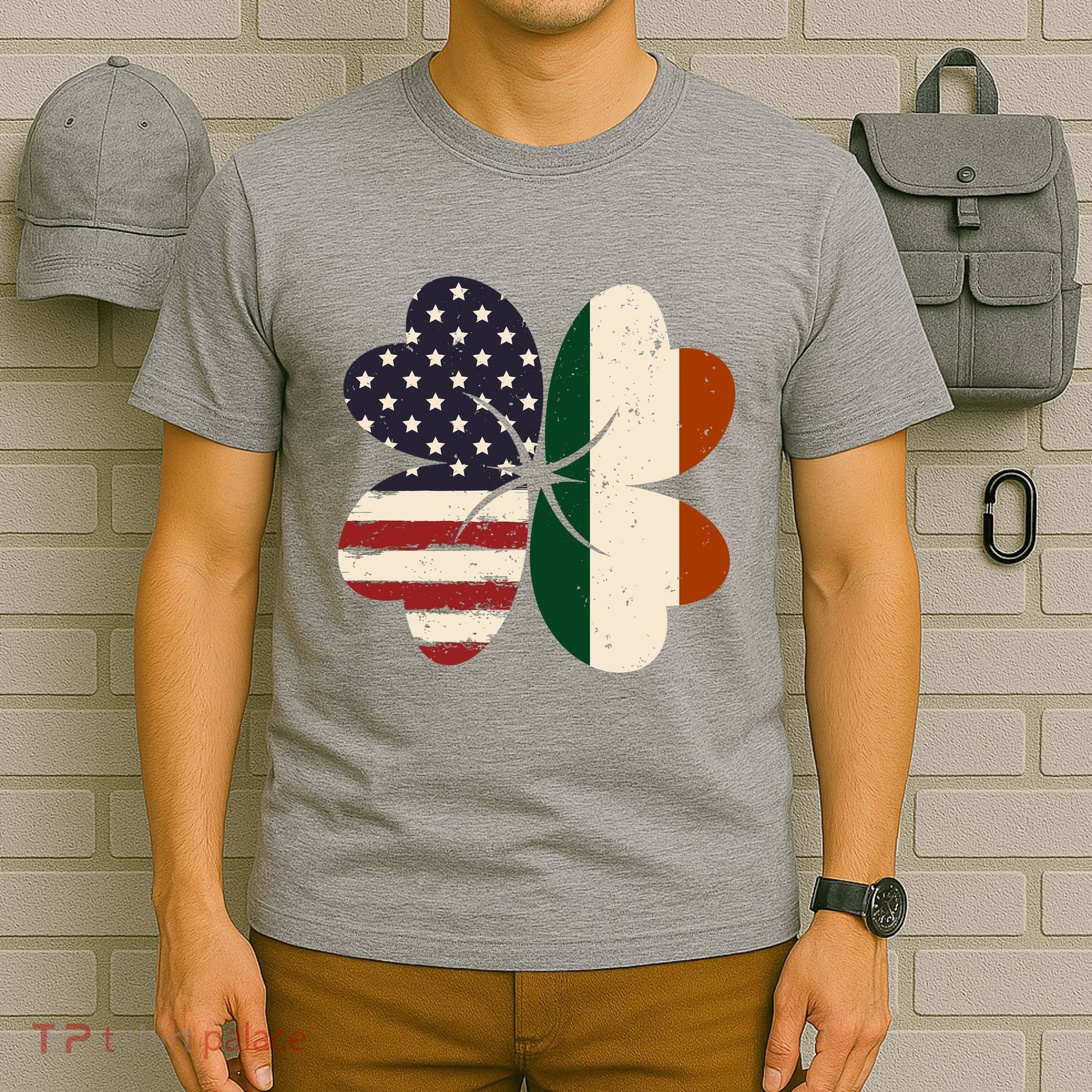 Irish American Flag Shamrock T-Shirt