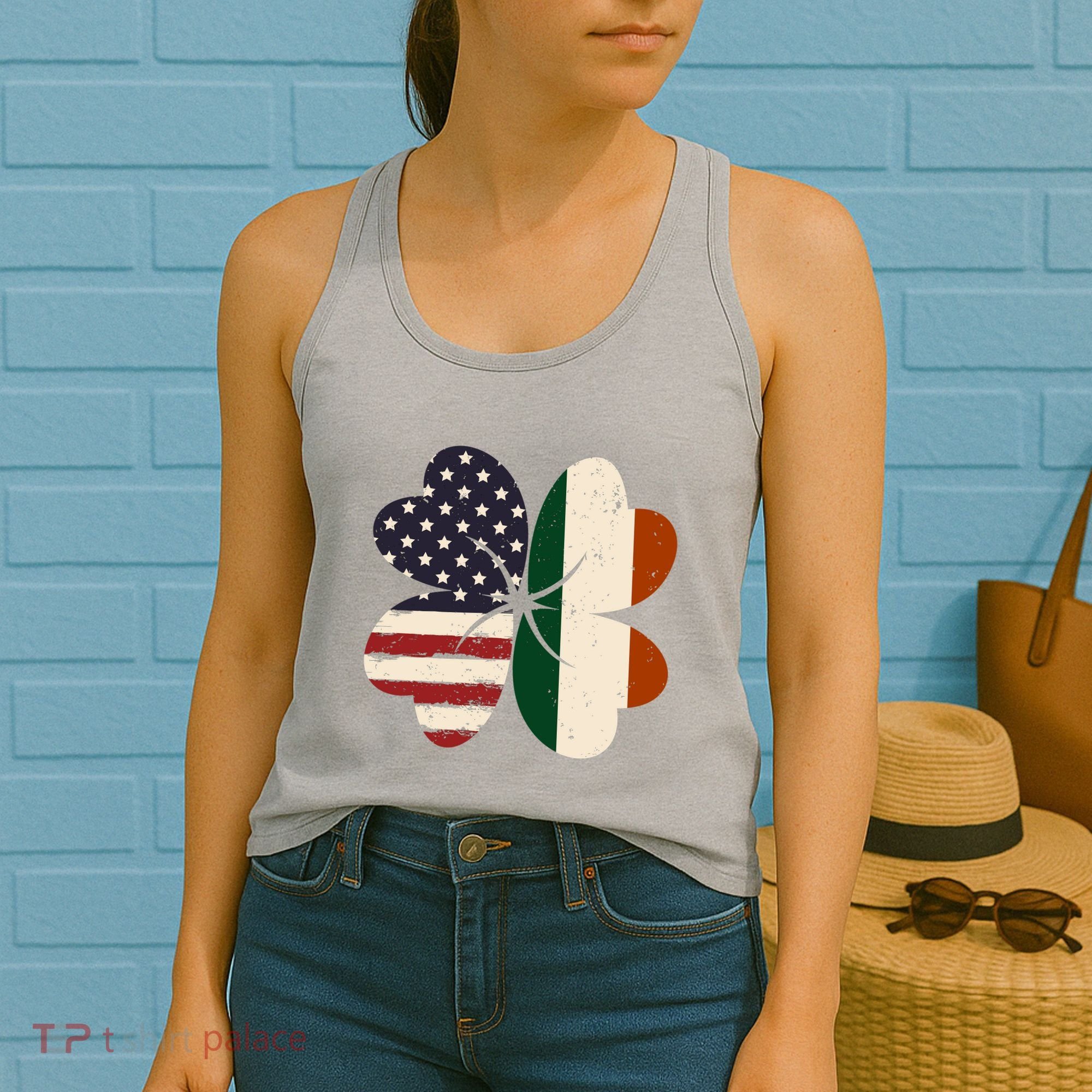 Irish American Flag Shamrock Women's Tank Top