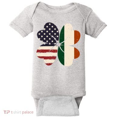 Irish American Flag Shamrock Baby Bodysuit