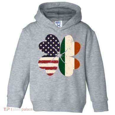 Irish American Flag Shamrock Toddler Hoodie