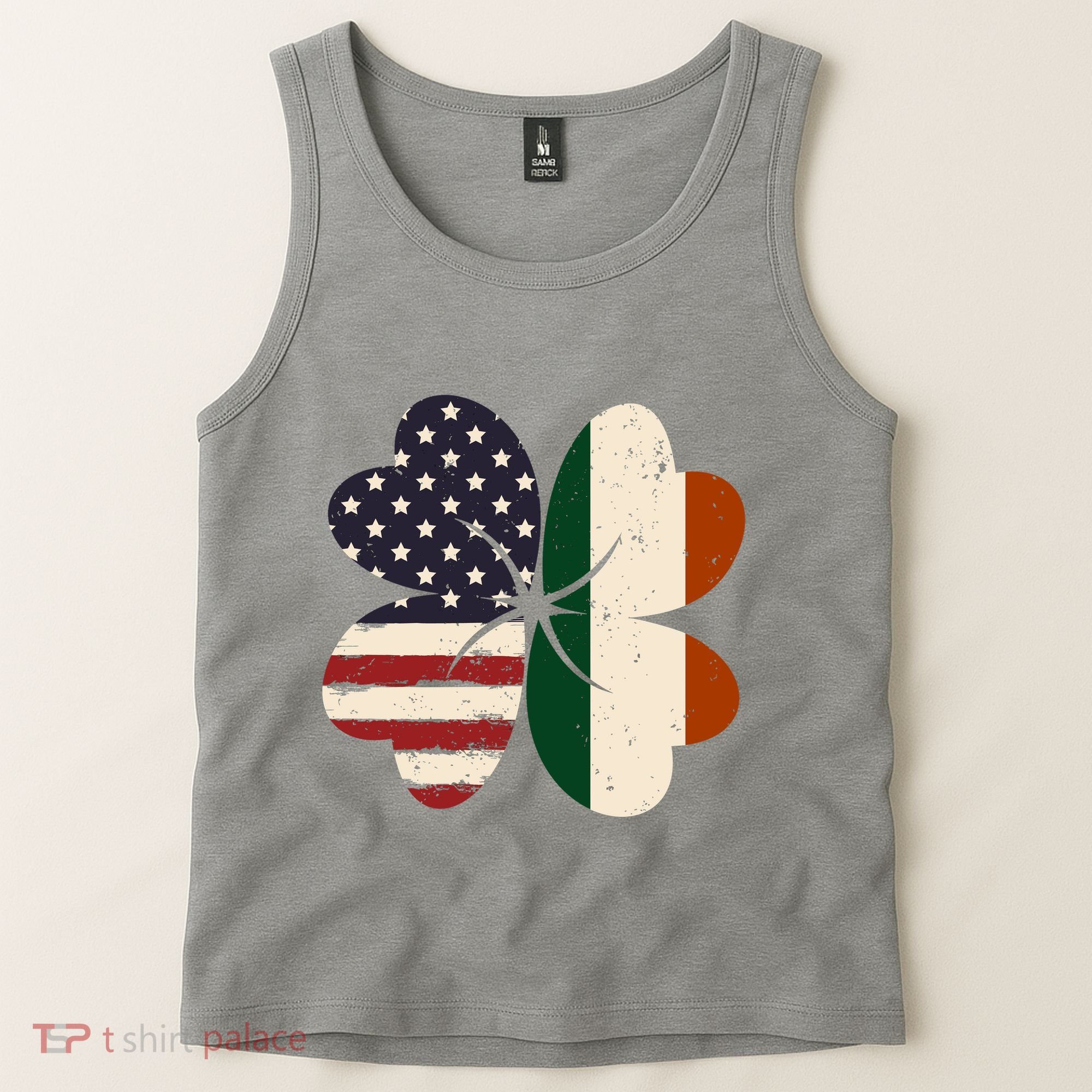 Irish American Flag Shamrock Tank Top