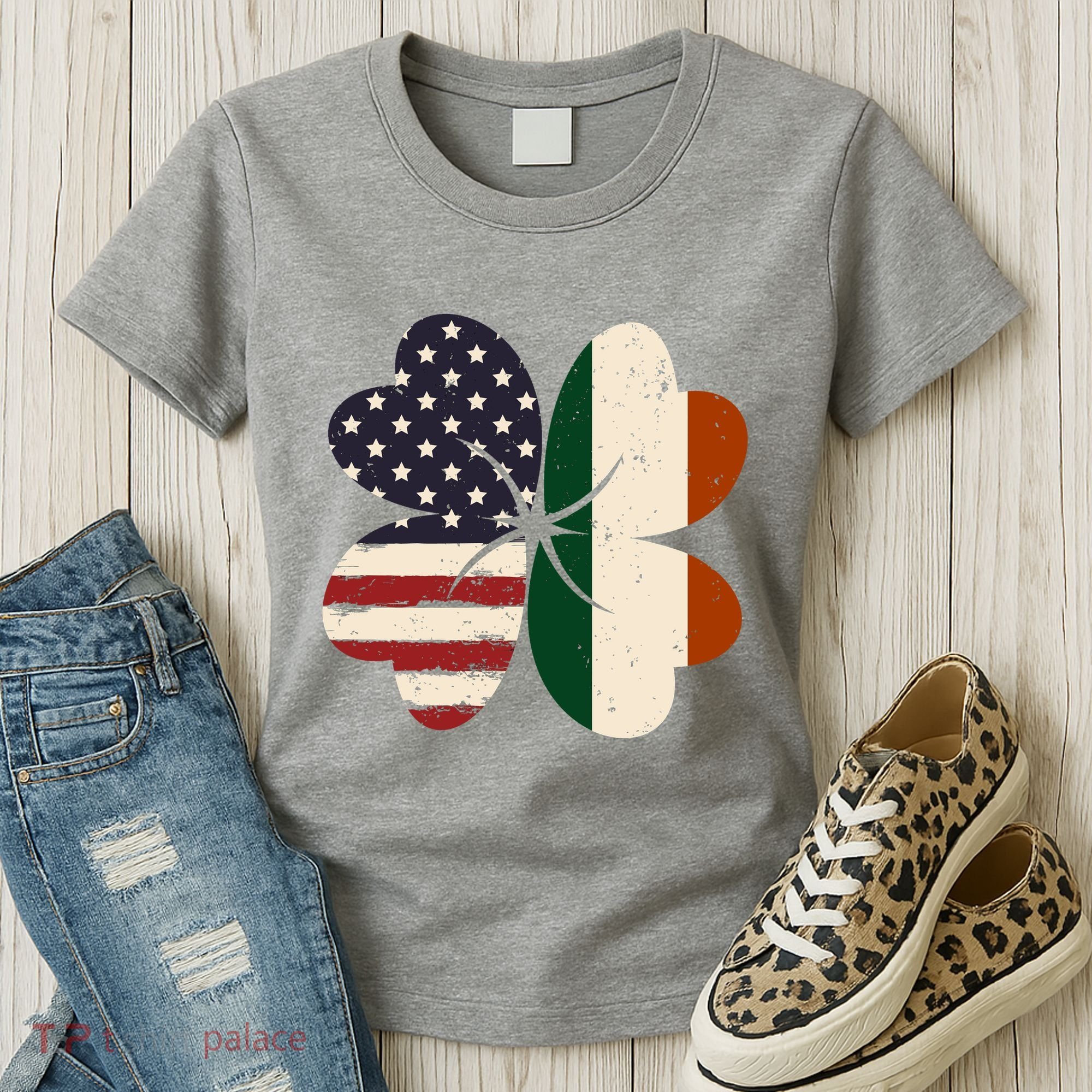 Irish American Flag Shamrock Women's T-Shirt