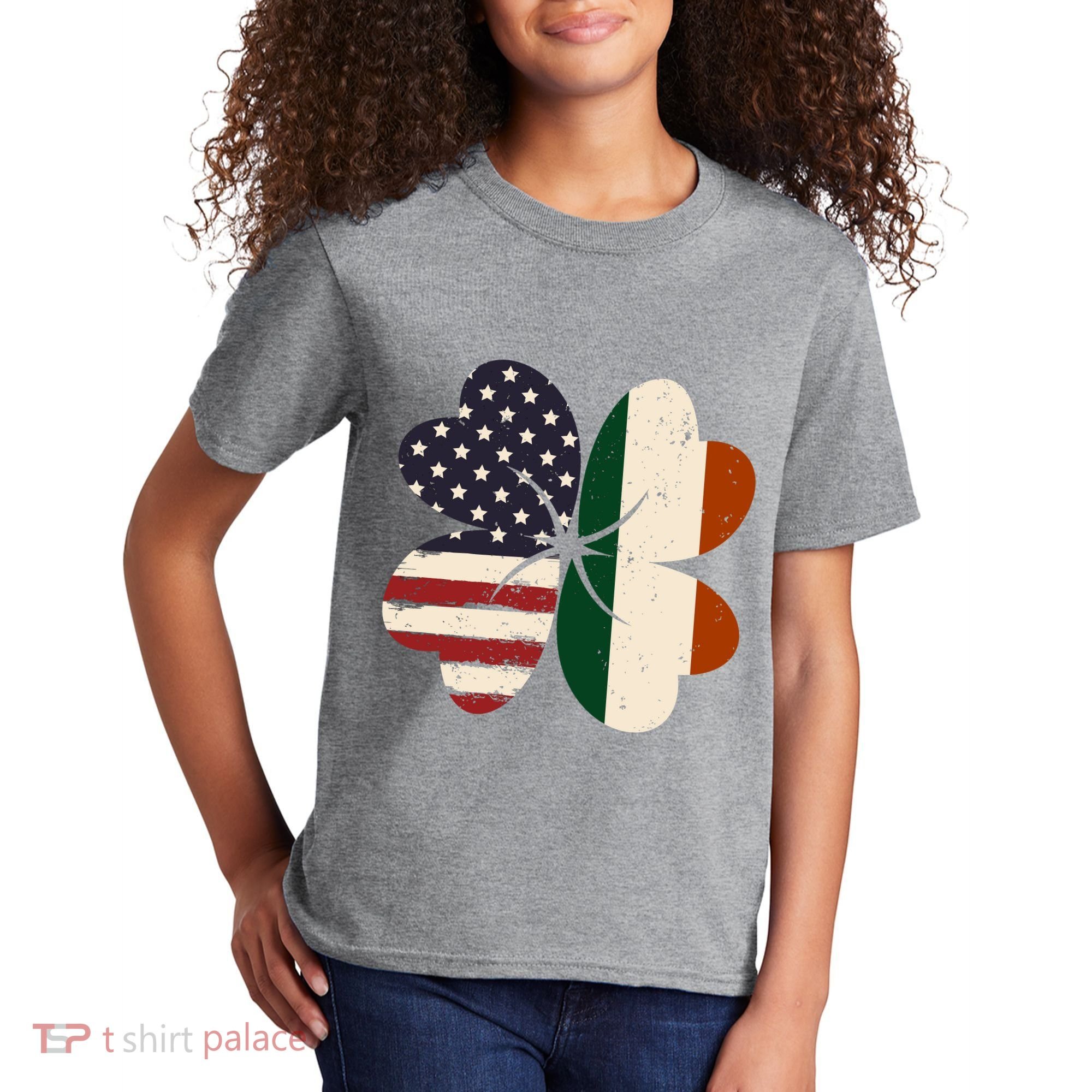 Irish American Flag Shamrock Kids T-Shirt