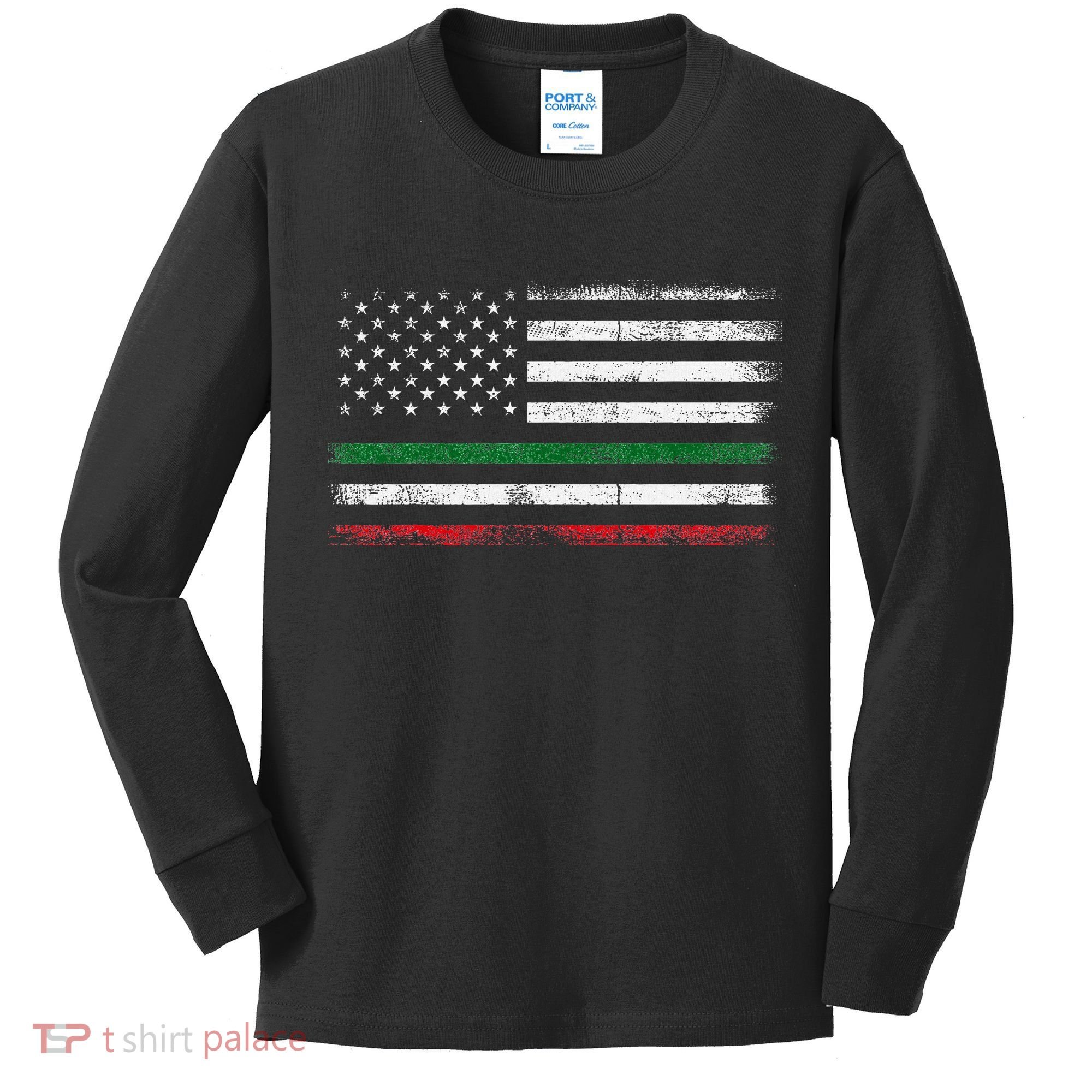 Italian American Flag Italy Flag Kids Long Sleeve Shirt