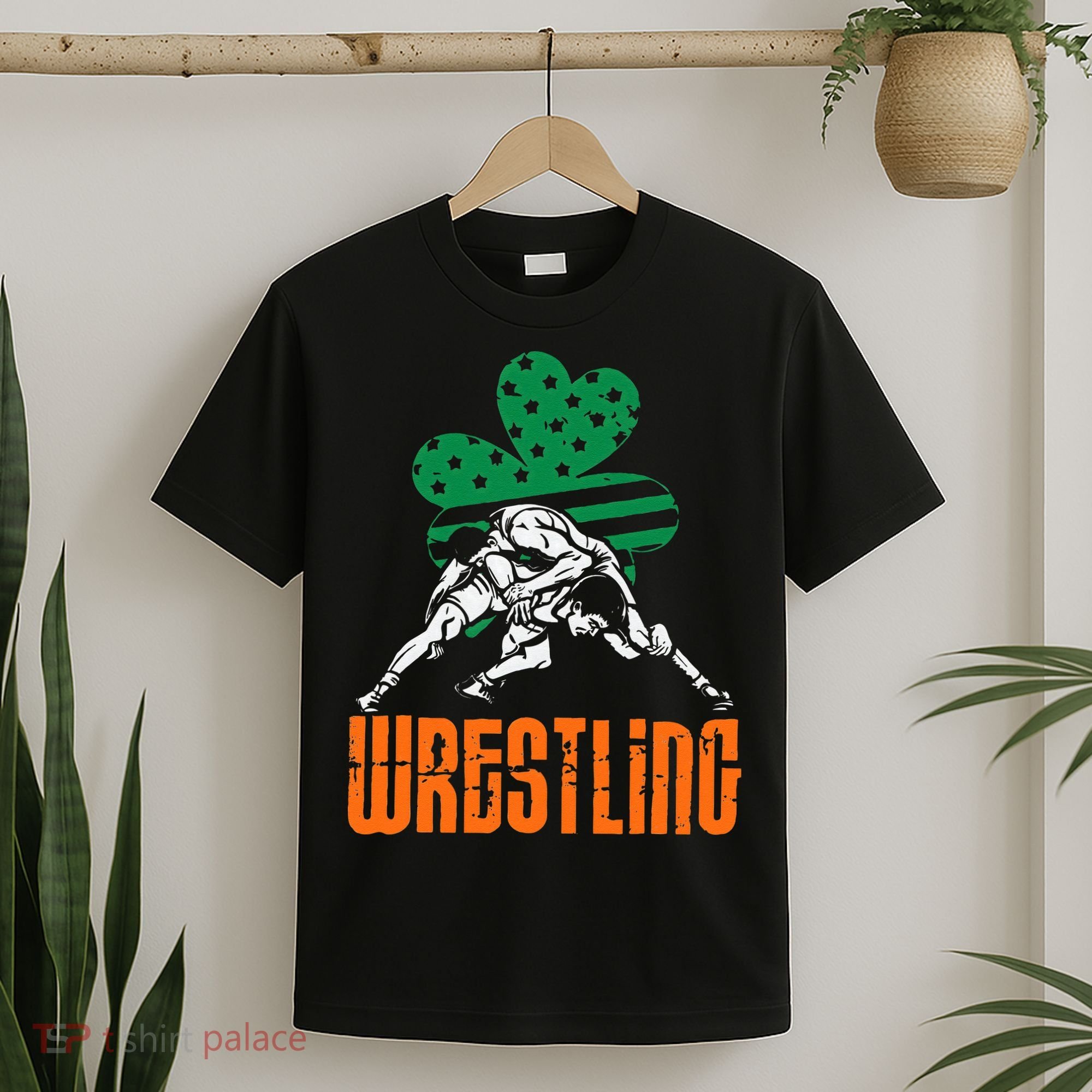 Irish American Flag Shamrock Wrestling St. Patricks Day T-Shirt