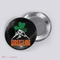 Irish American Flag Shamrock Wrestling St. Patricks Day Button thumb 0