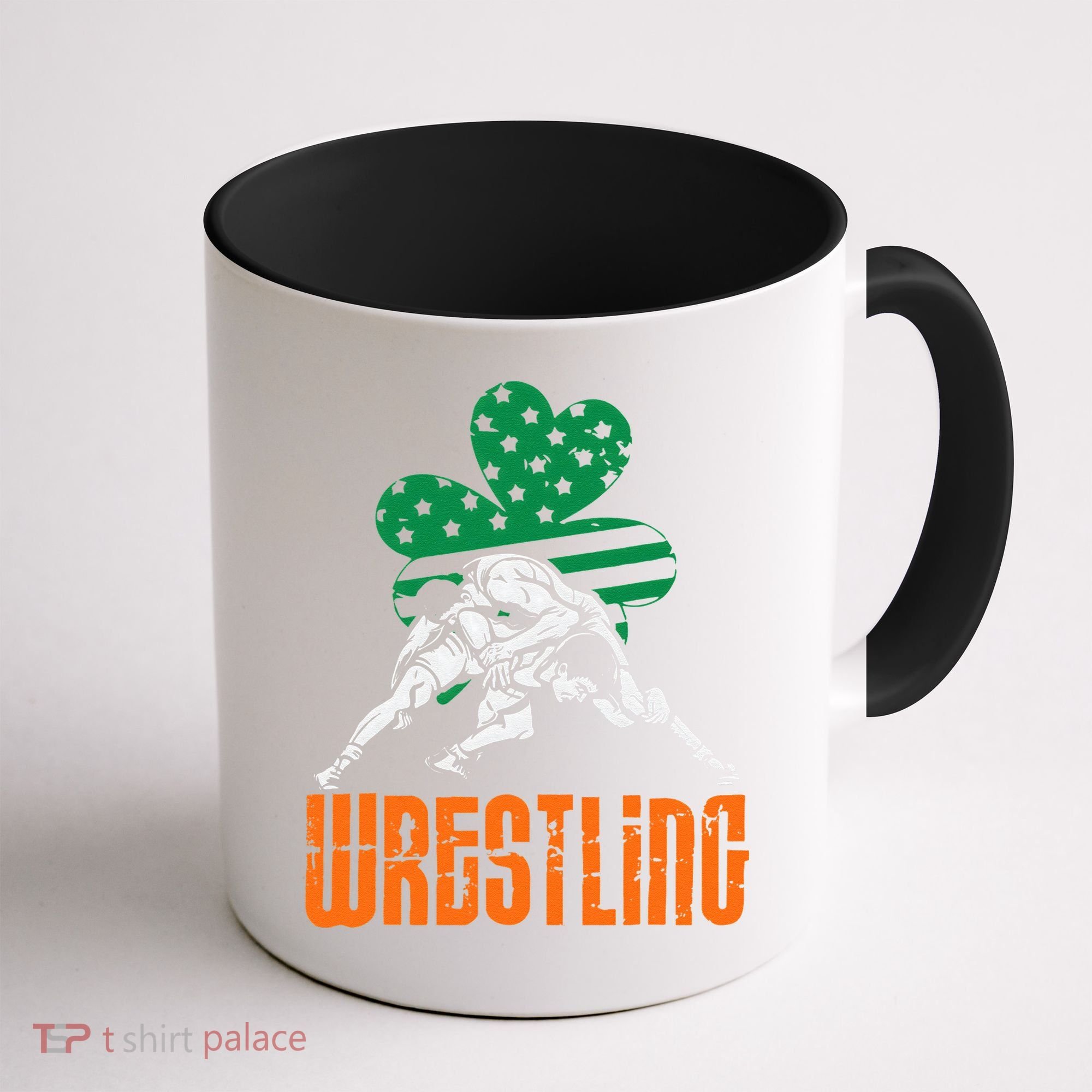 Irish American Flag Shamrock Wrestling St. Patricks Day Coffee Mug