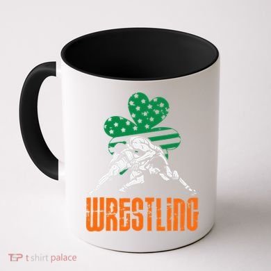 Irish American Flag Shamrock Wrestling St. Patricks Day Coffee Mug