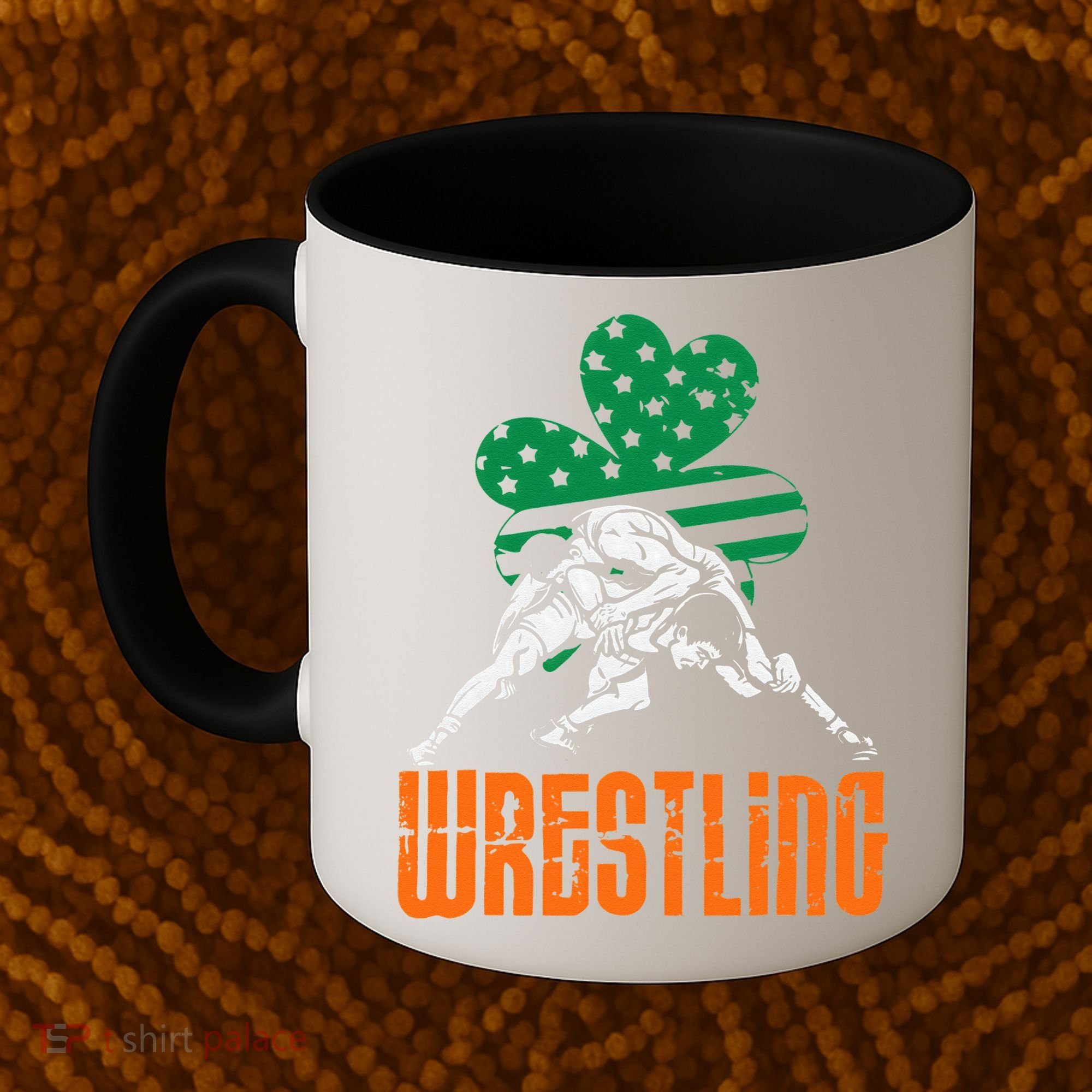 Irish American Flag Shamrock Wrestling St. Patricks Day Coffee Mug