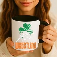 Irish American Flag Shamrock Wrestling St. Patricks Day Coffee Mug thumb 3