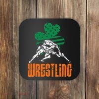 Irish American Flag Shamrock Wrestling St. Patricks Day Coaster thumb 0