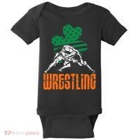 Irish American Flag Shamrock Wrestling St. Patricks Day Baby Bodysuit thumb 0