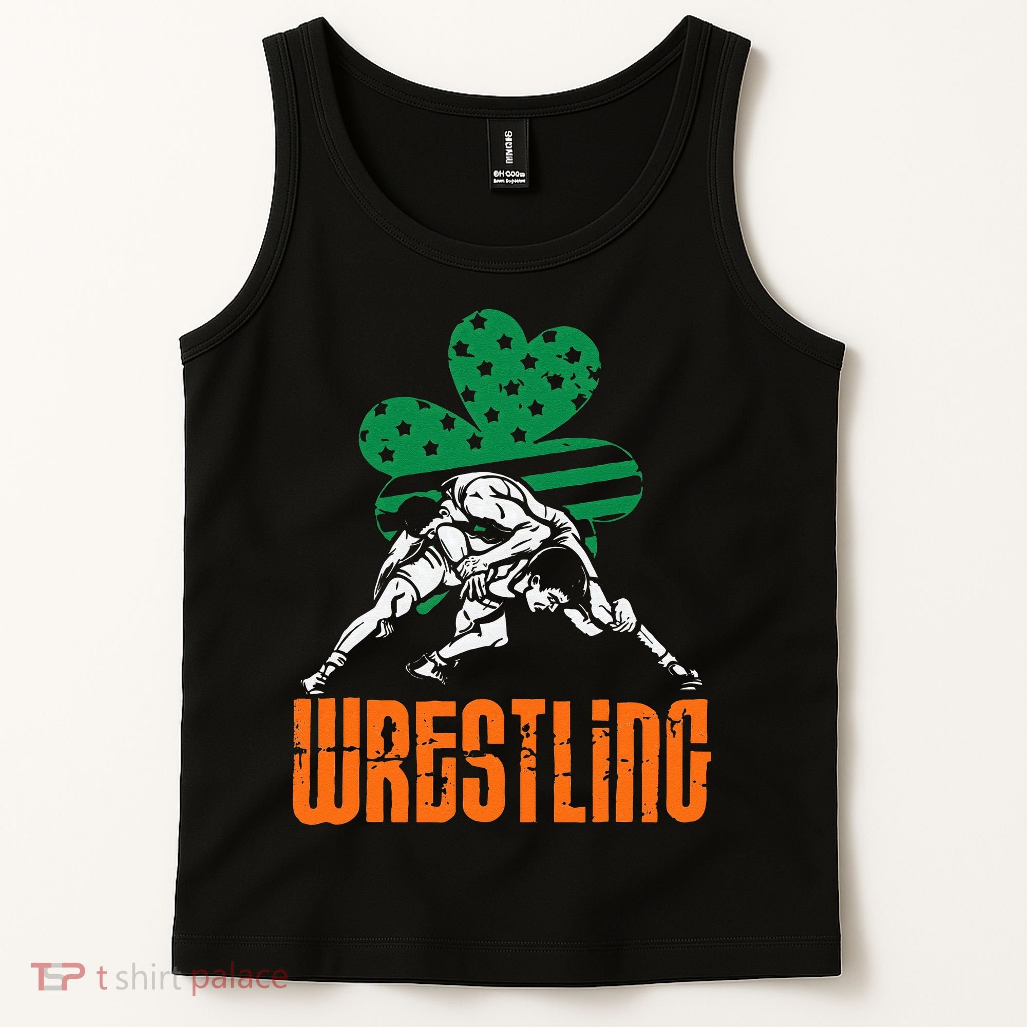 Irish American Flag Shamrock Wrestling St. Patricks Day Tank Top