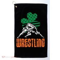 Irish American Flag Shamrock Wrestling St. Patricks Day Golf Towel thumb 0