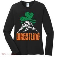 Irish American Flag Shamrock Wrestling St. Patricks Day Women's Long Sleeve Shirt thumb 0