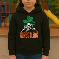 Irish American Flag Shamrock Wrestling St. Patricks Day Kids Hoodie thumb 3